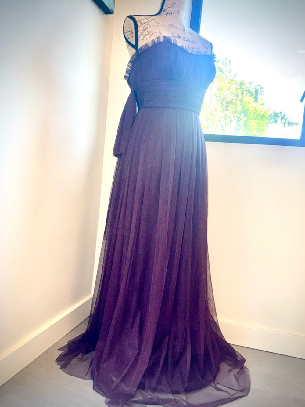 Vera Wang Deep Plum Chiffon Maxi Gown